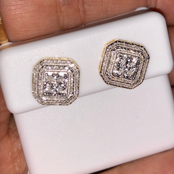 Huge sale! 1/2ct REAL DIAMOND square earring NOT FAKE! Custom made beautiful WOW - Picture 3 of 10